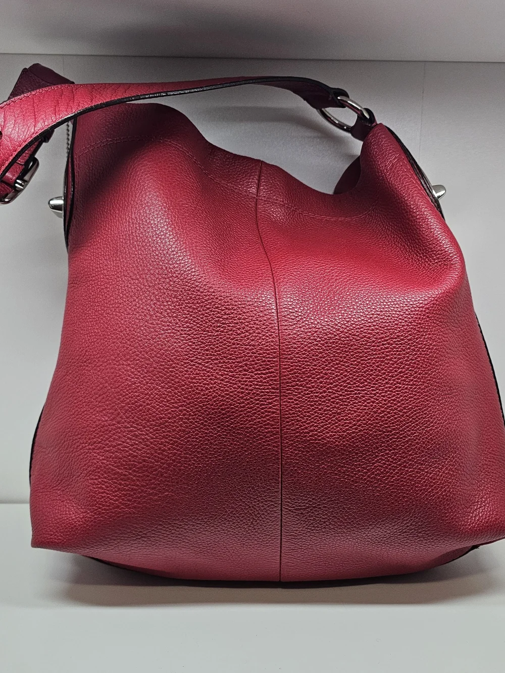 Coach Red Pebbled Leather Shoulder Hobo